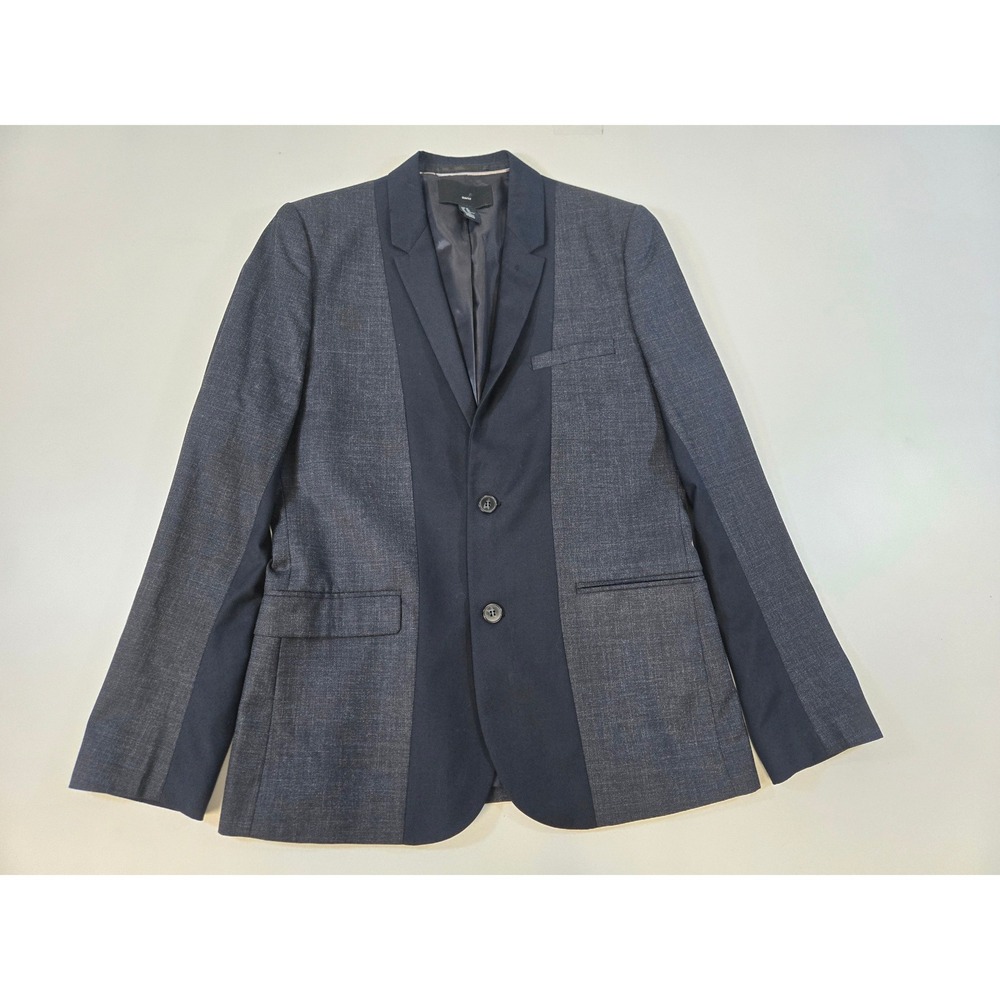HM Slim Fit Blazer Mens 40R Charcoal Grey Navy Blue Colorblock Two Button Jacket